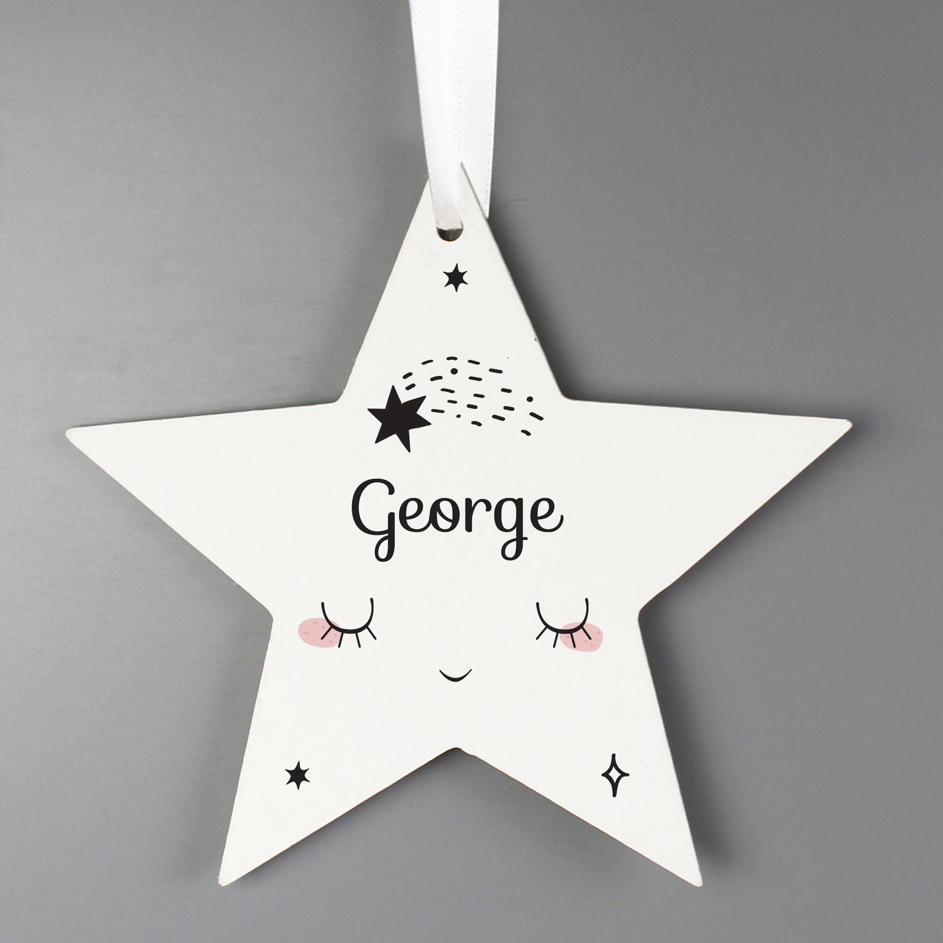 Personalised Baby Moon Wooden Star Decoration - MK&JD Gifts