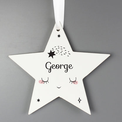 Personalised Baby Moon Wooden Star Decoration - MK&JD Gifts