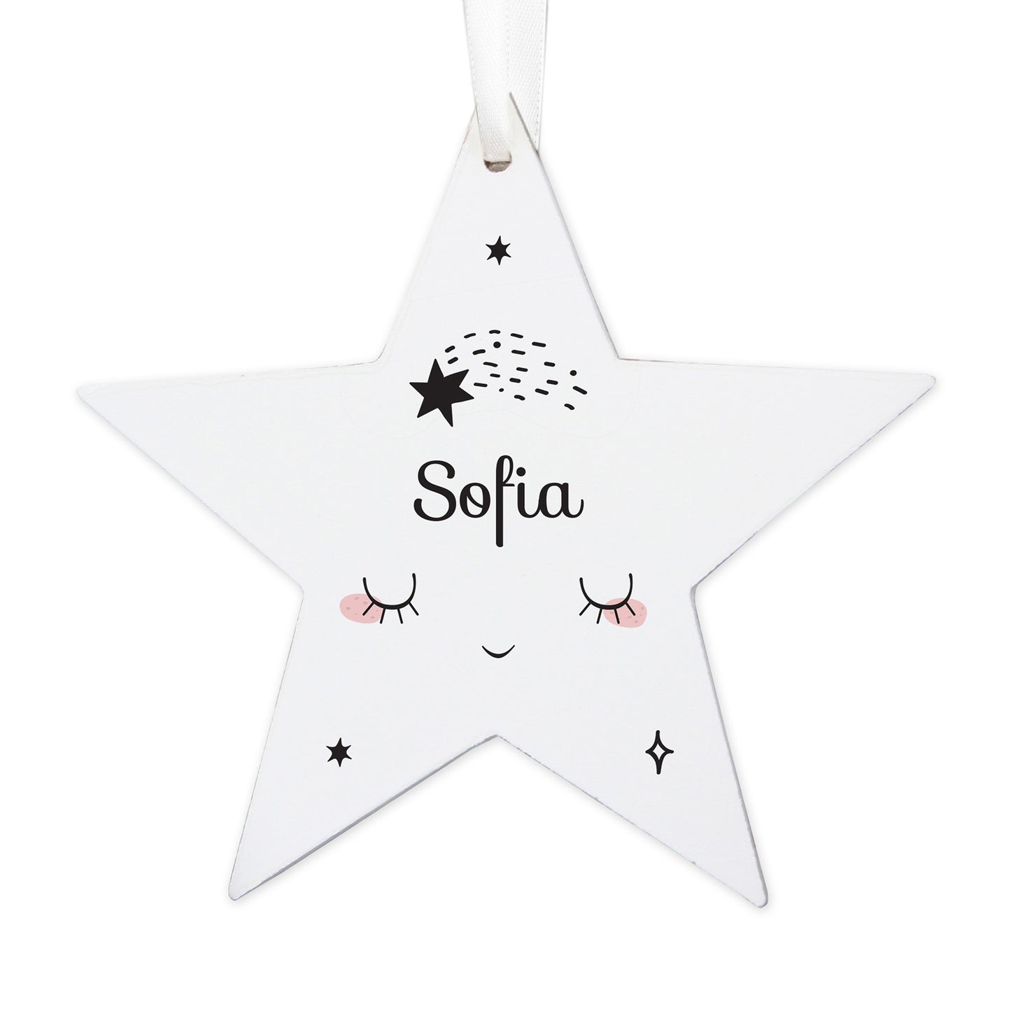 Personalised Baby Moon Wooden Star Decoration - MK&JD Gifts