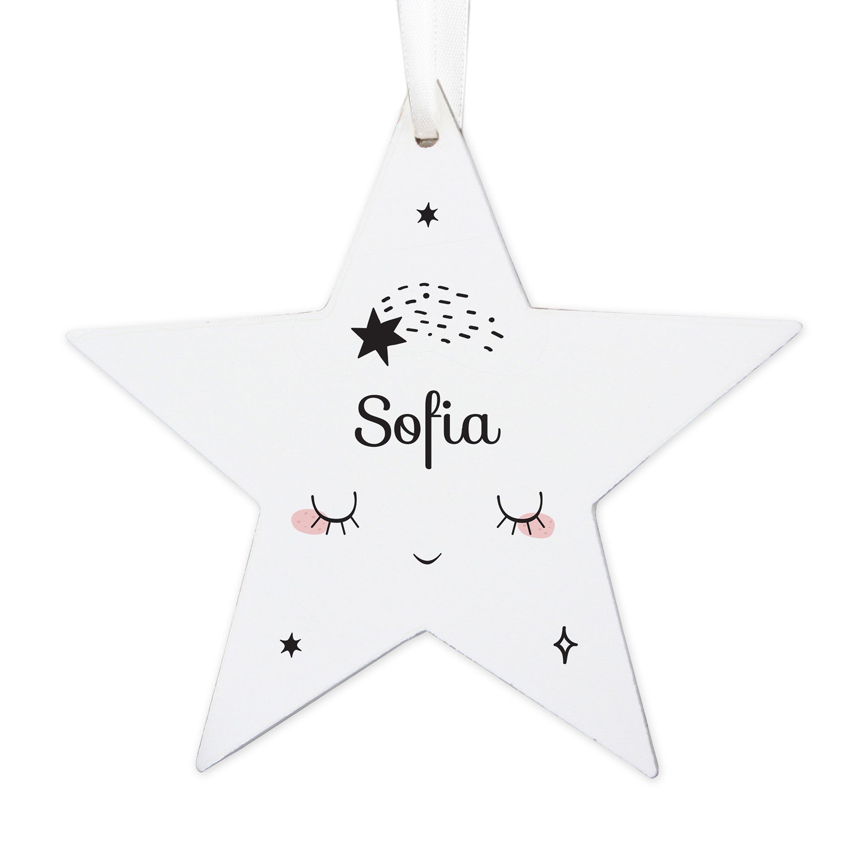 Personalised Baby Moon Wooden Star Decoration - MK&JD Gifts