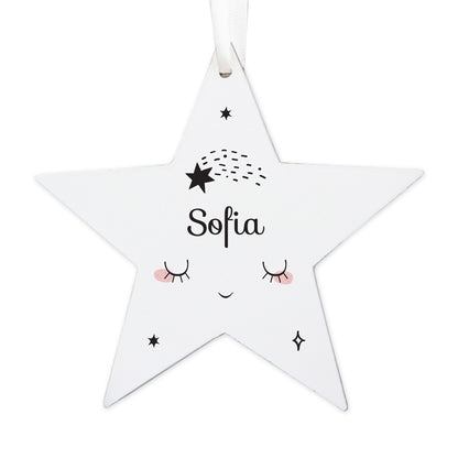 Personalised Baby Moon Wooden Star Decoration - MK&JD Gifts