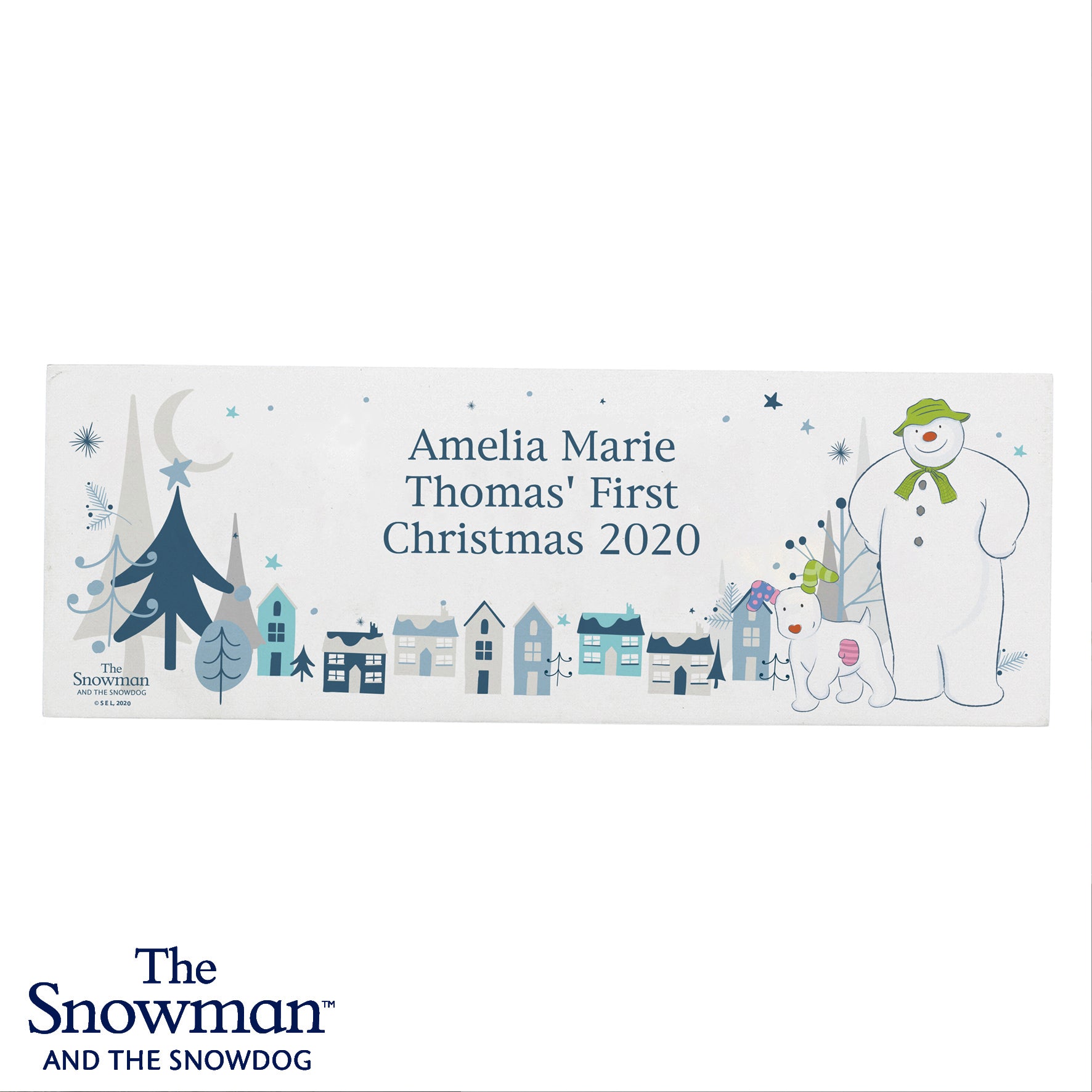 Personalised The Snowman and the Snowdog Wooden Mantel Decoration - MK&JD Gifts