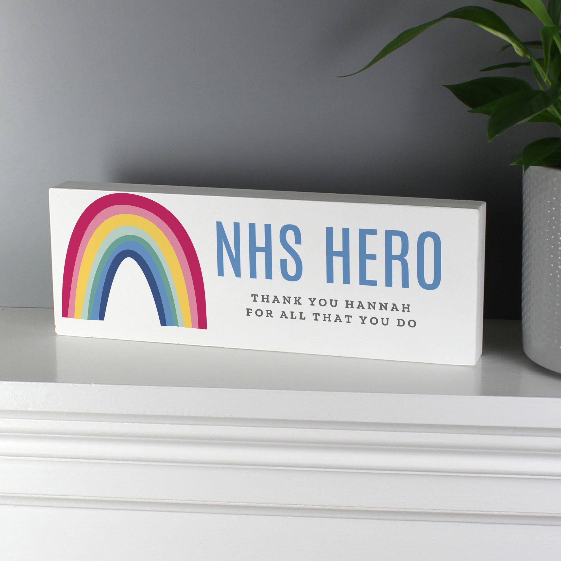 Personalised Rainbow Wooden Mantel Decoration - MK&JD Gifts