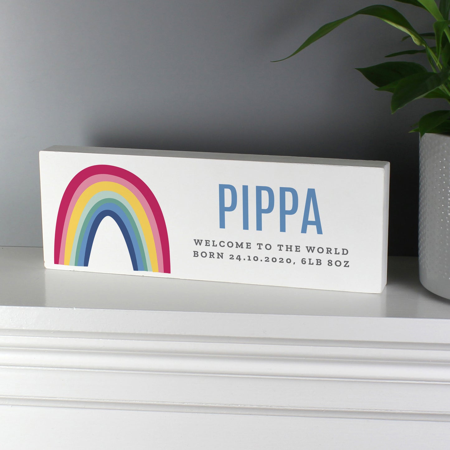 Personalised Rainbow Wooden Mantel Decoration - MK&JD Gifts