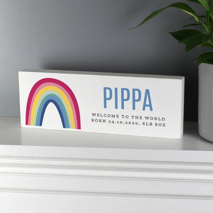Personalised Rainbow Wooden Mantel Decoration - MK&JD Gifts