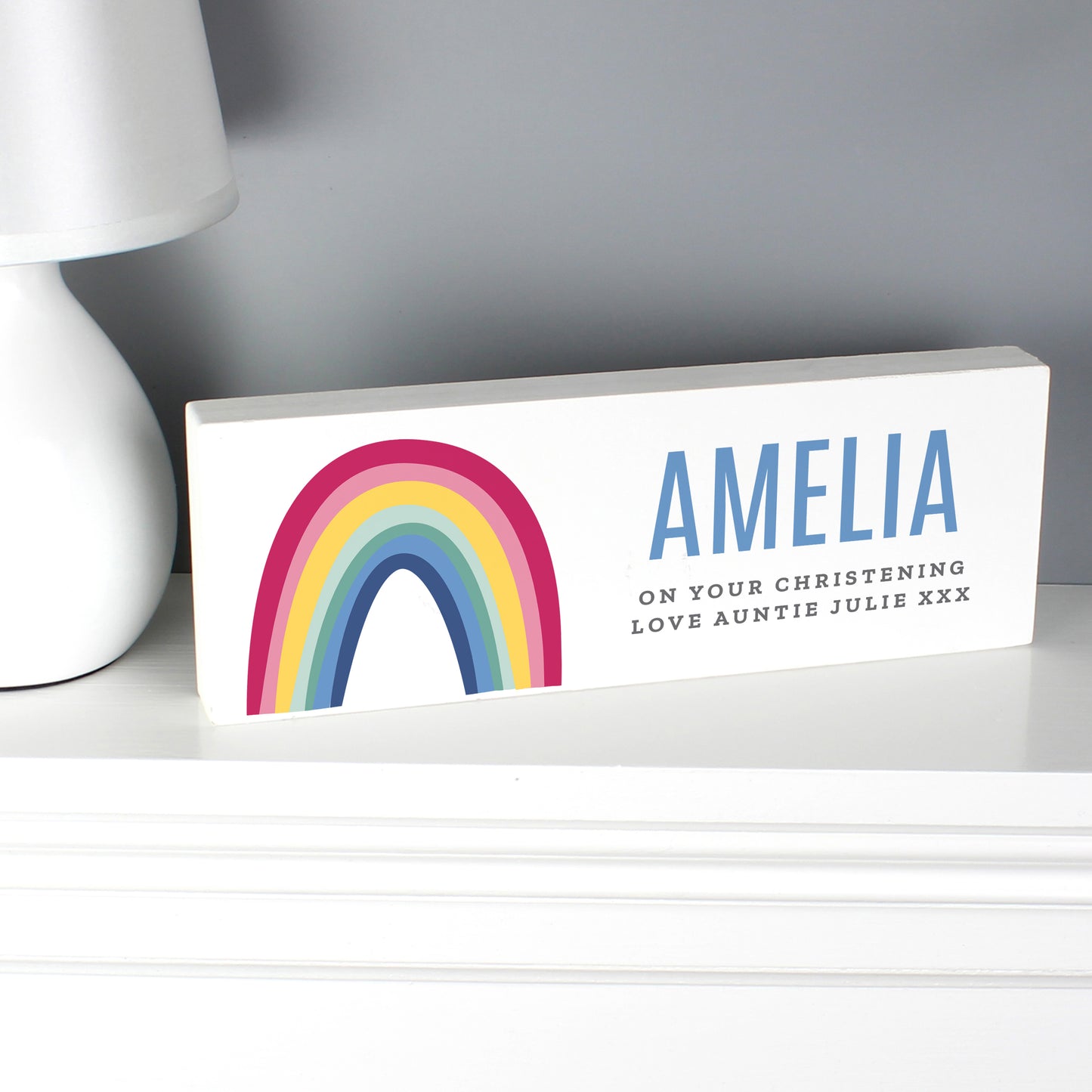 Personalised Rainbow Wooden Mantel Decoration - MK&JD Gifts