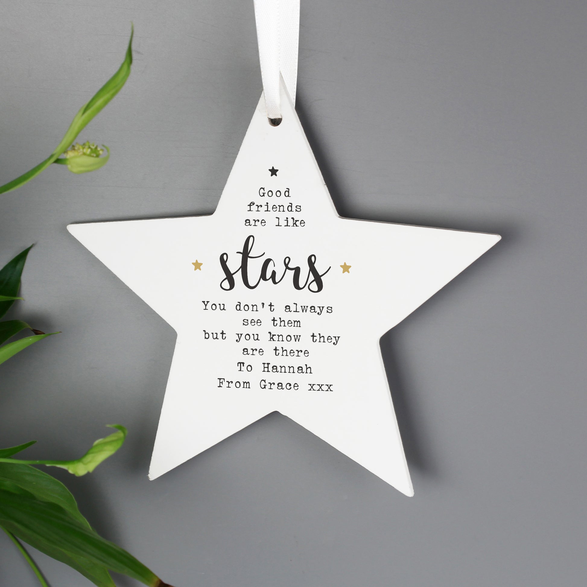Personalised Good Friends Wooden Star Decoration - MK&JD Gifts