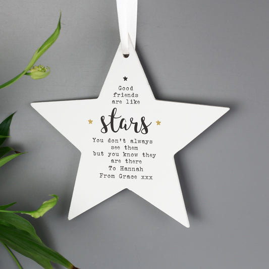 Personalised Good Friends Wooden Star Decoration - MK&JD Gifts