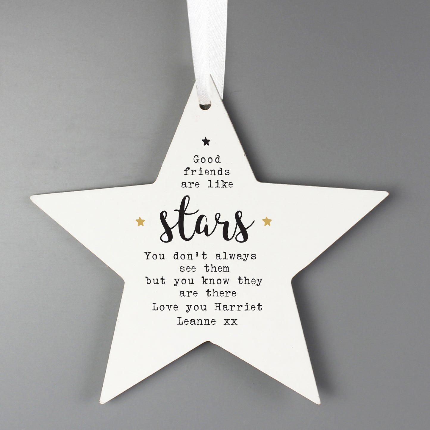 Personalised Good Friends Wooden Star Decoration - MK&JD Gifts