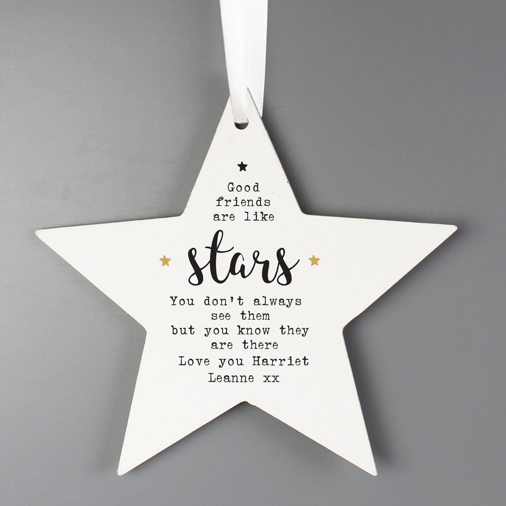 Personalised Good Friends Wooden Star Decoration - MK&JD Gifts