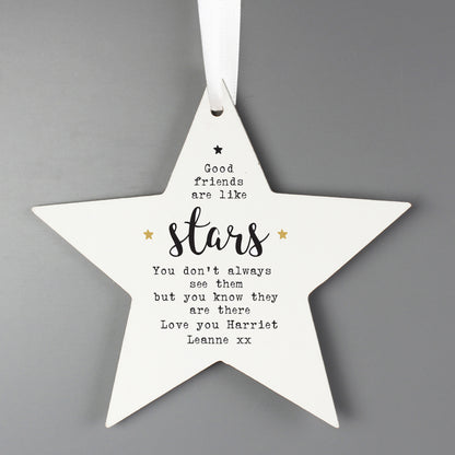 Personalised Good Friends Wooden Star Decoration - MK&JD Gifts
