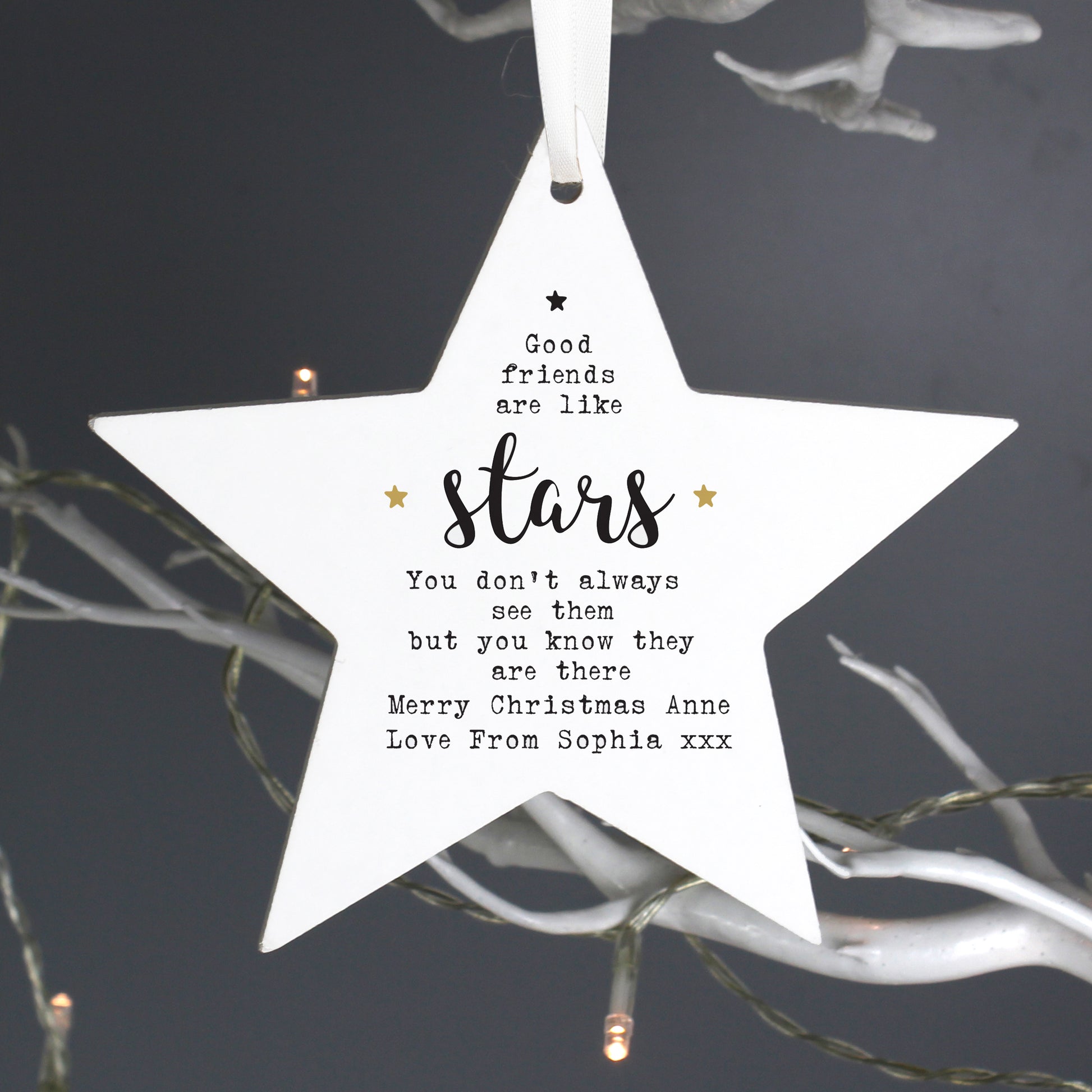 Personalised Good Friends Wooden Star Decoration - MK&JD Gifts