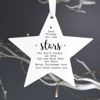 Personalised Good Friends Wooden Star Decoration - MK&JD Gifts