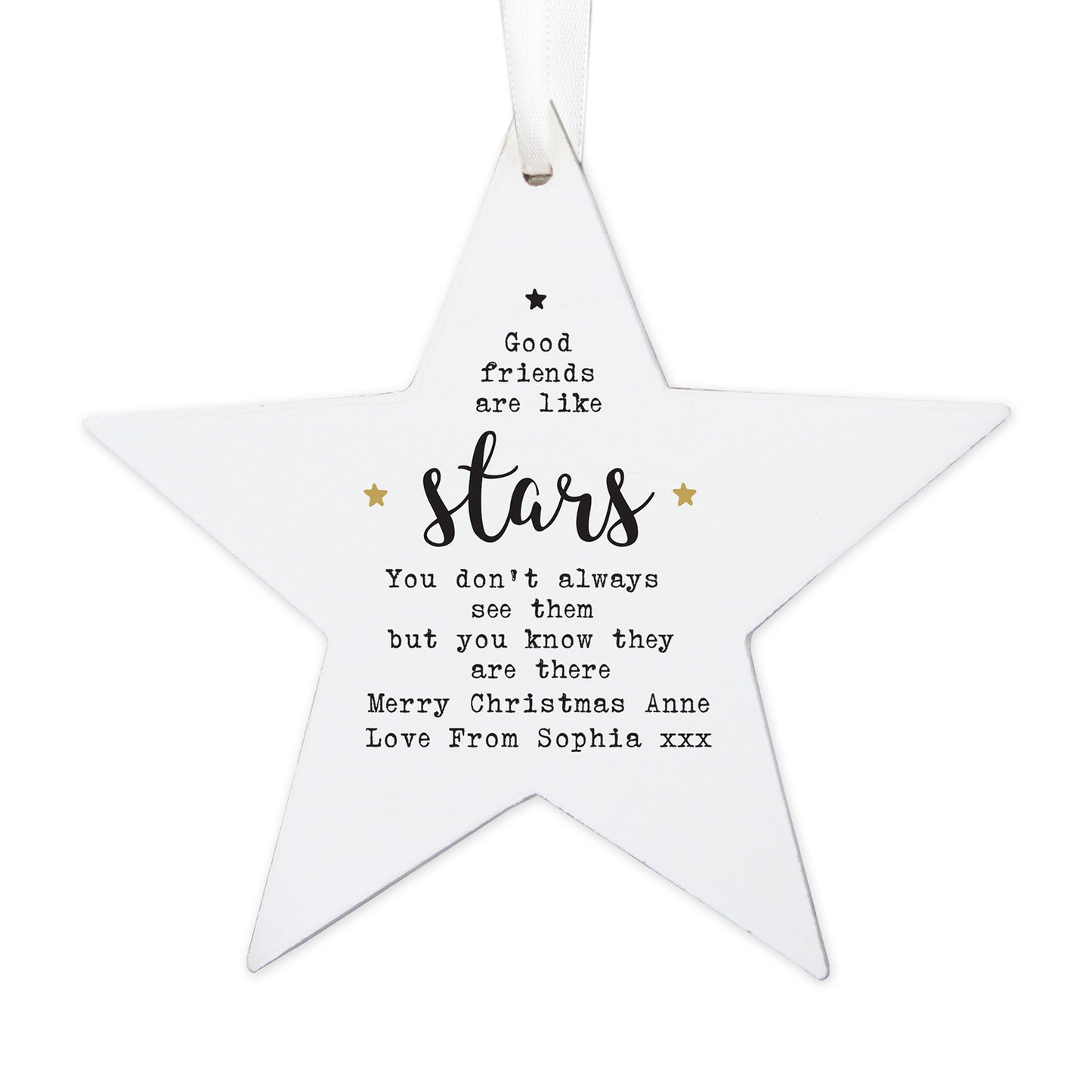 Personalised Good Friends Wooden Star Decoration - MK&JD Gifts