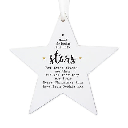 Personalised Good Friends Wooden Star Decoration - MK&JD Gifts
