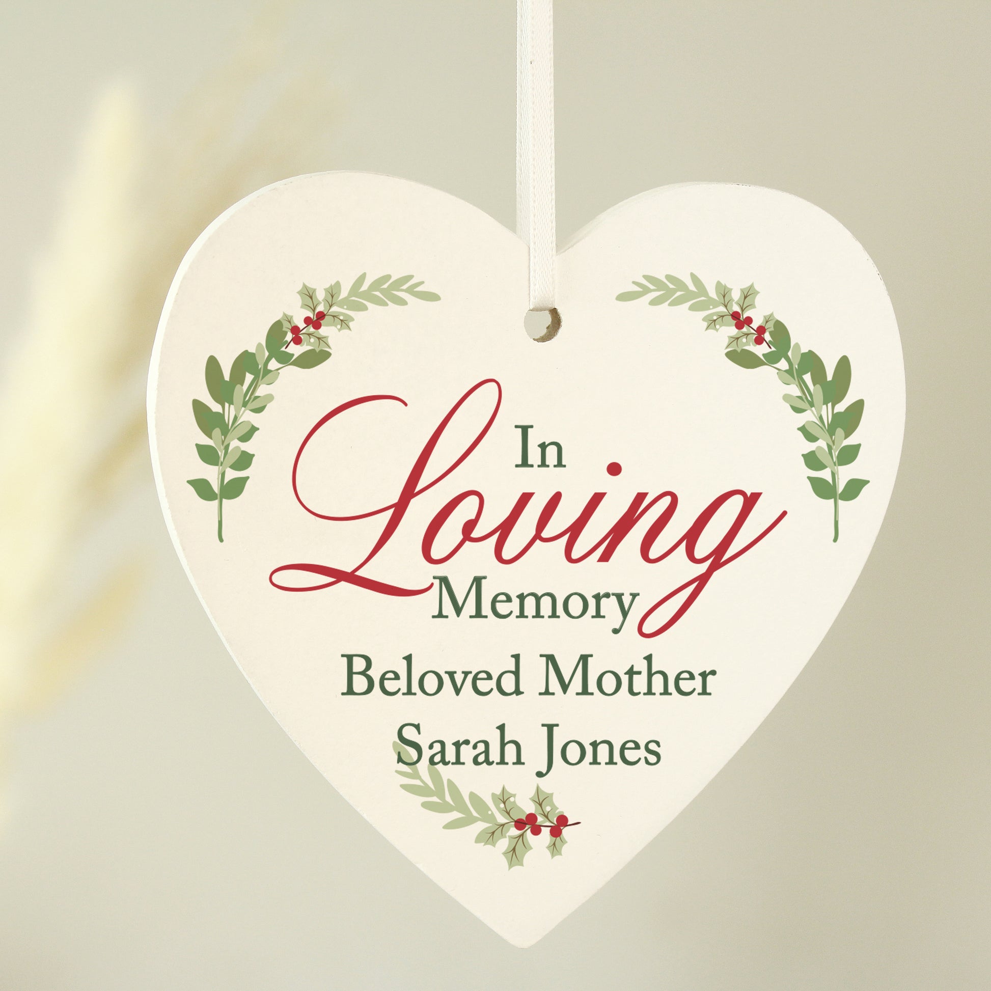 Personalised In Loving Memory Wooden Heart Decoration - MK&JD Gifts