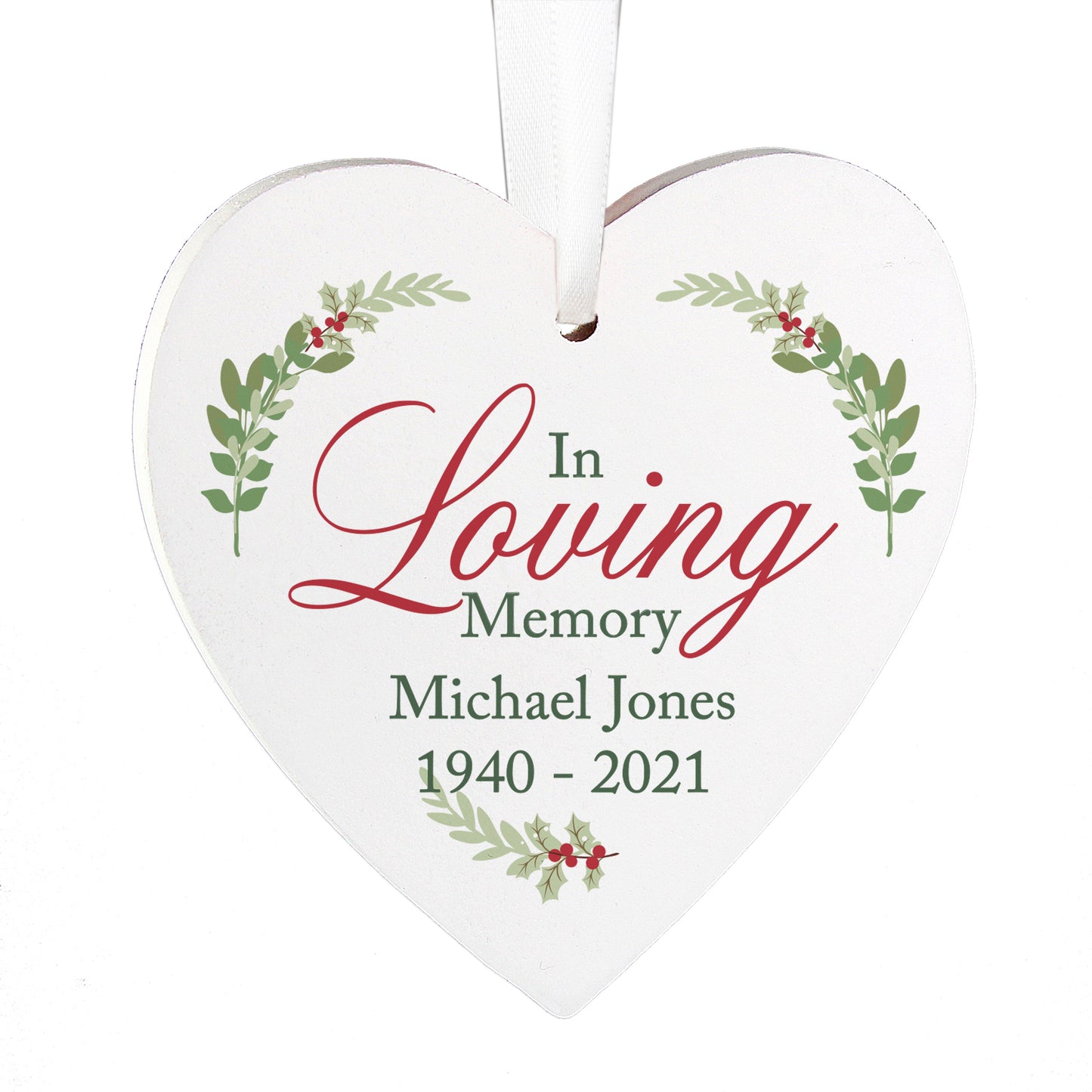 Personalised In Loving Memory Wooden Heart Decoration - MK&JD Gifts