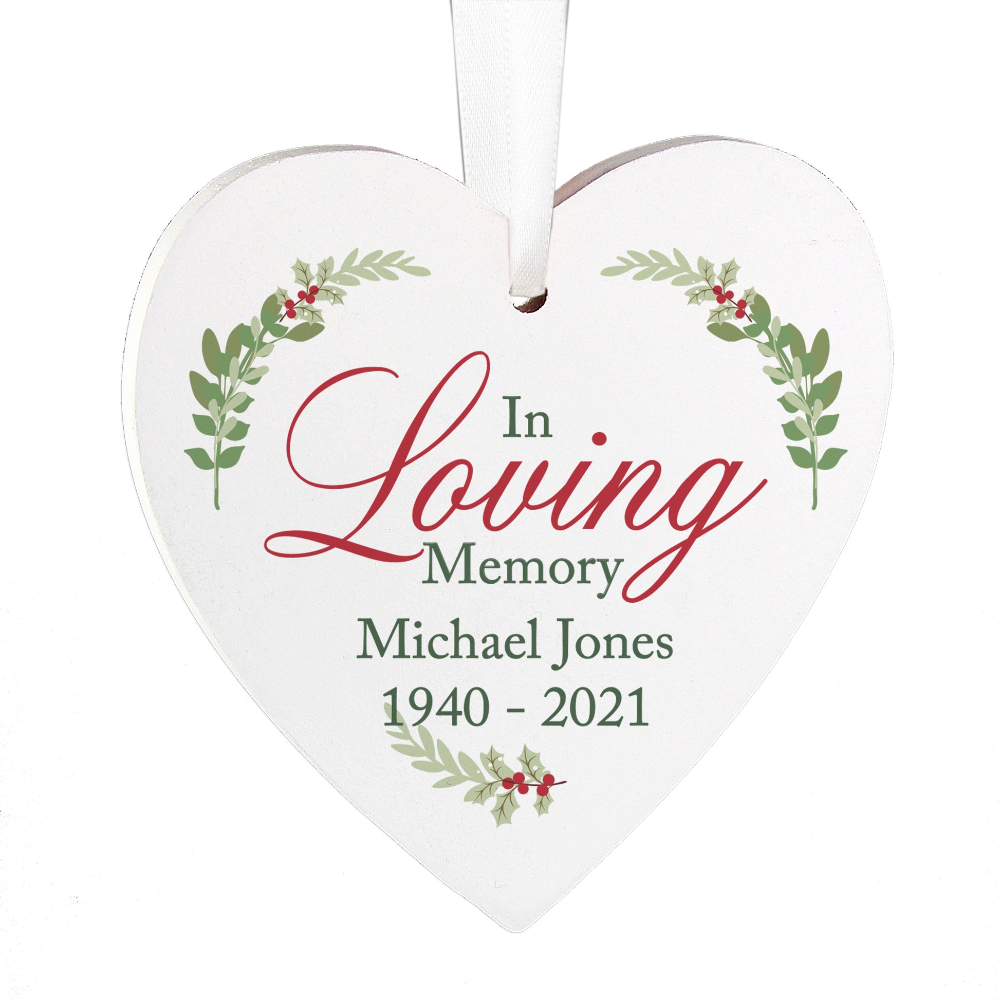 Personalised In Loving Memory Wooden Heart Decoration - MK&JD Gifts