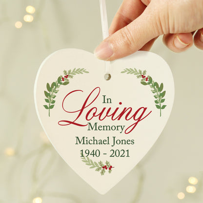 Personalised In Loving Memory Wooden Heart Decoration - MK&JD Gifts