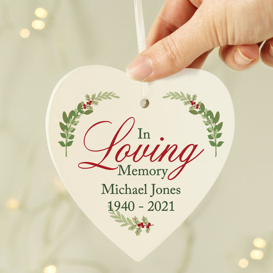Personalised In Loving Memory Wooden Heart Decoration - MK&JD Gifts