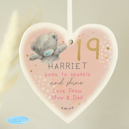 Personalised Me To You Sparkle & Shine Birthday Wooden Heart Decoration - MK&JD Gifts
