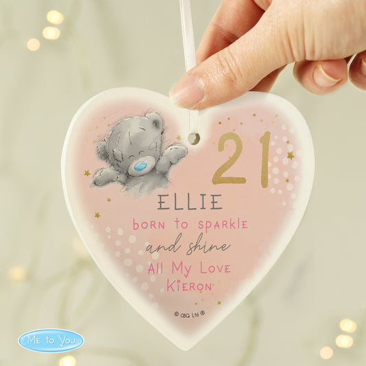 Personalised Me To You Sparkle & Shine Birthday Wooden Heart Decoration - MK&JD Gifts