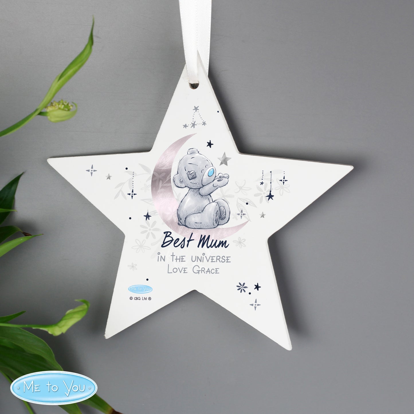 Personalised Moon & Stars Me To You Wooden Star Decoration - MK&JD Gifts