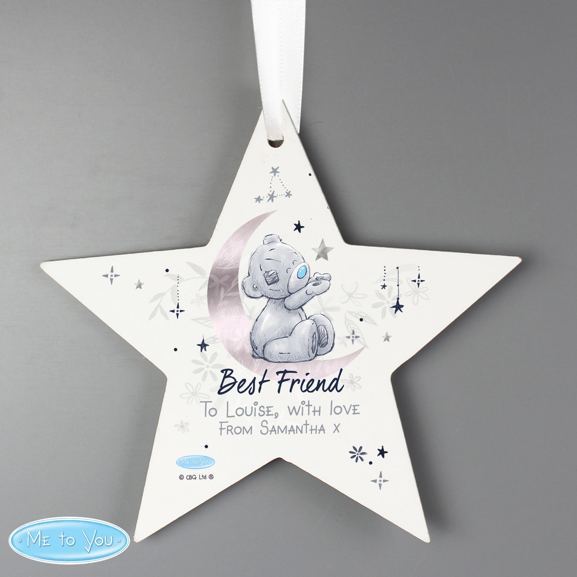 Personalised Moon & Stars Me To You Wooden Star Decoration - MK&JD Gifts