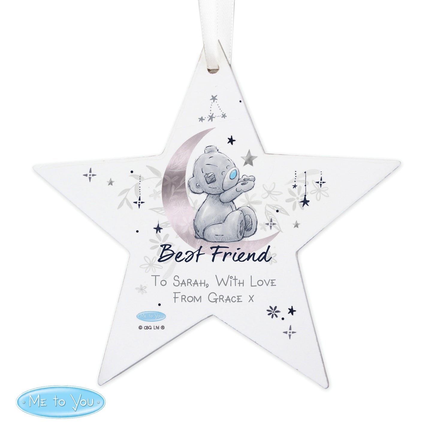 Personalised Moon & Stars Me To You Wooden Star Decoration - MK&JD Gifts