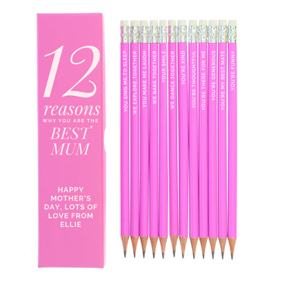 Personalised 12 Reasons Box and 12 Pink HB Pencils - MK&JD Gifts