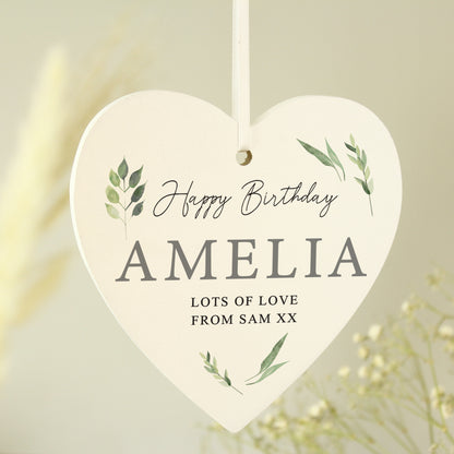 Personalised Botanical Wooden Heart Decoration - MK&JD Gifts