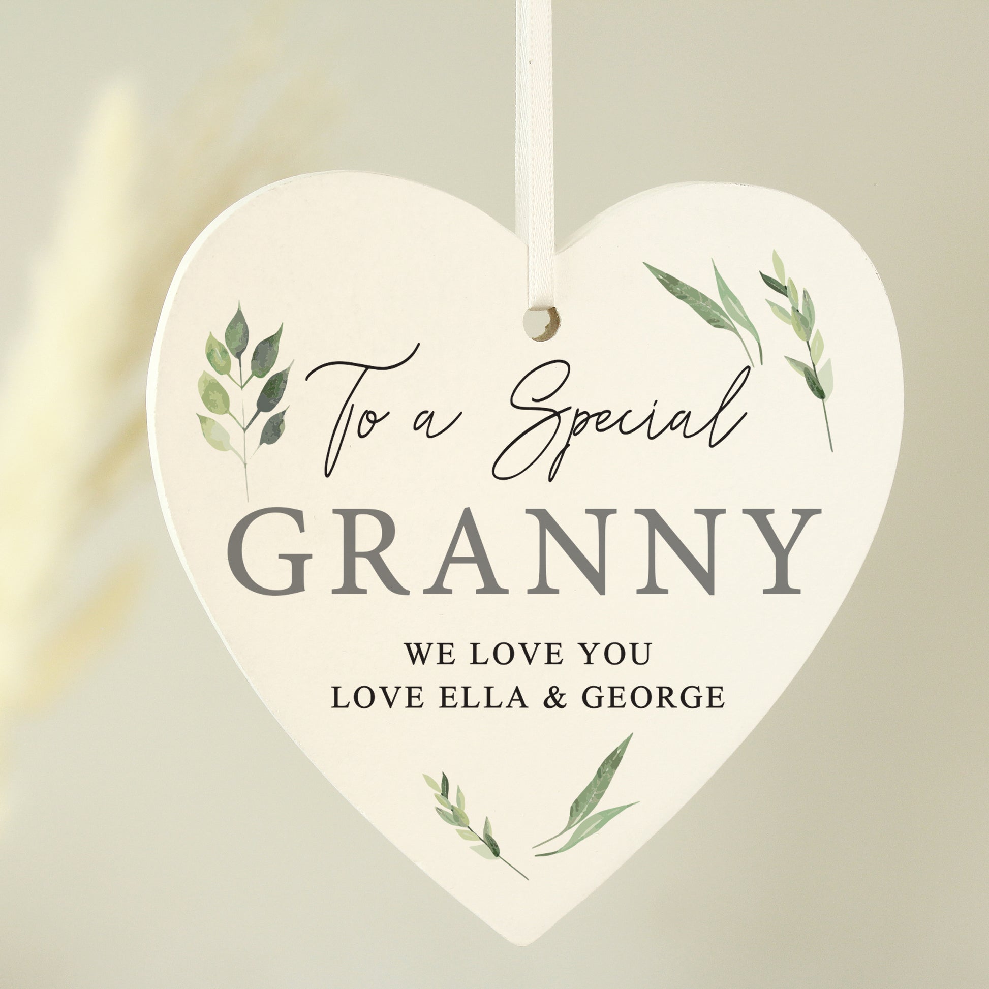 Personalised Botanical Wooden Heart Decoration - MK&JD Gifts