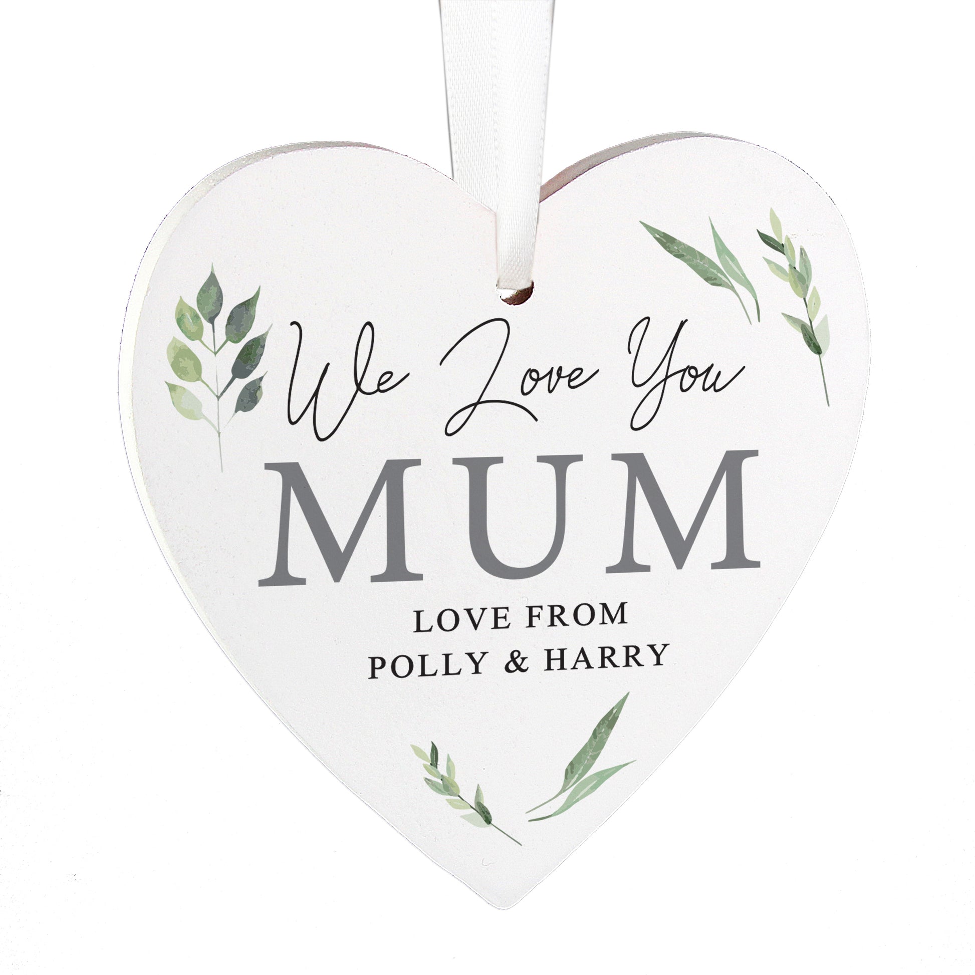 Personalised Botanical Wooden Heart Decoration - MK&JD Gifts