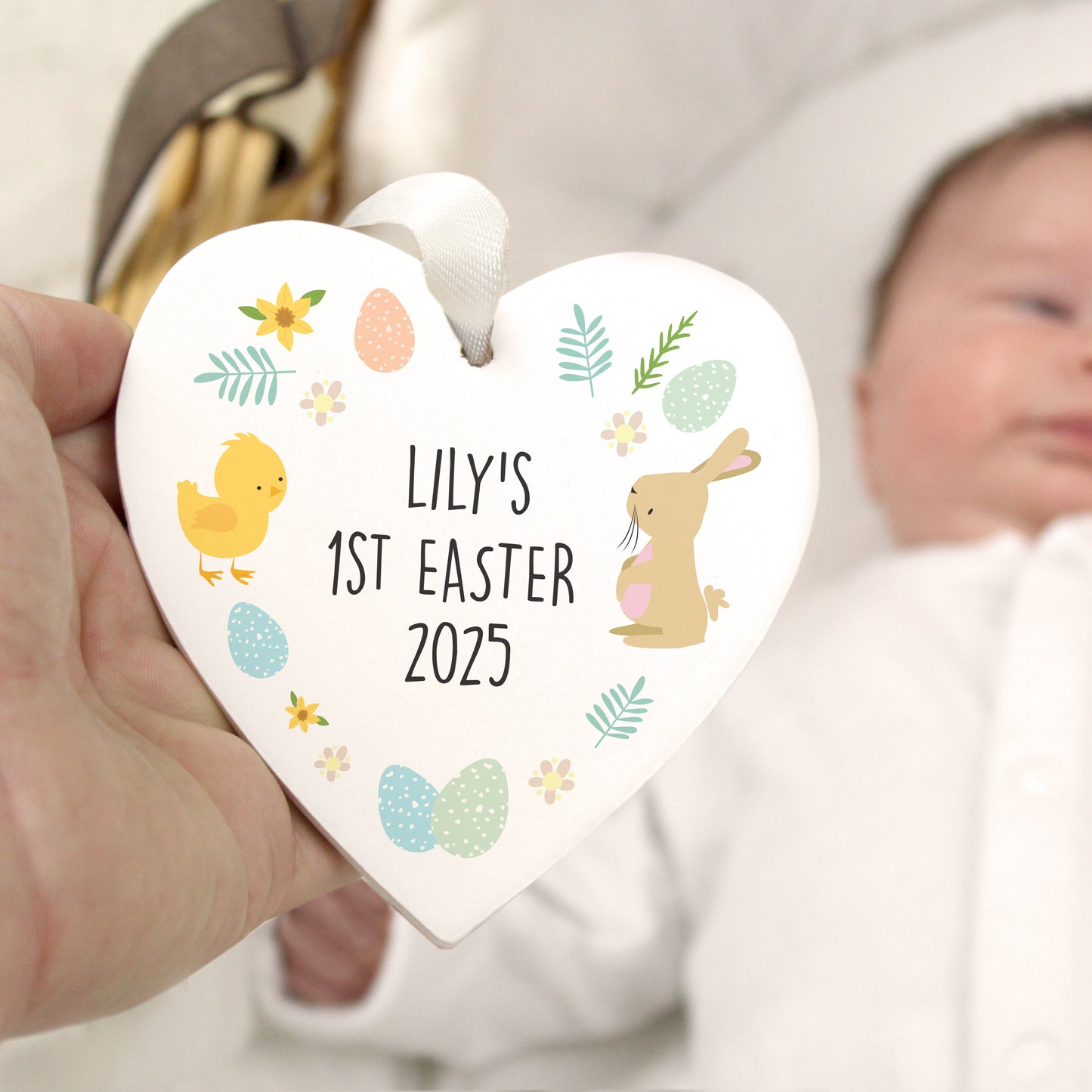 Personalised First Easter Heart Tree Decoration - MK&JD Gifts