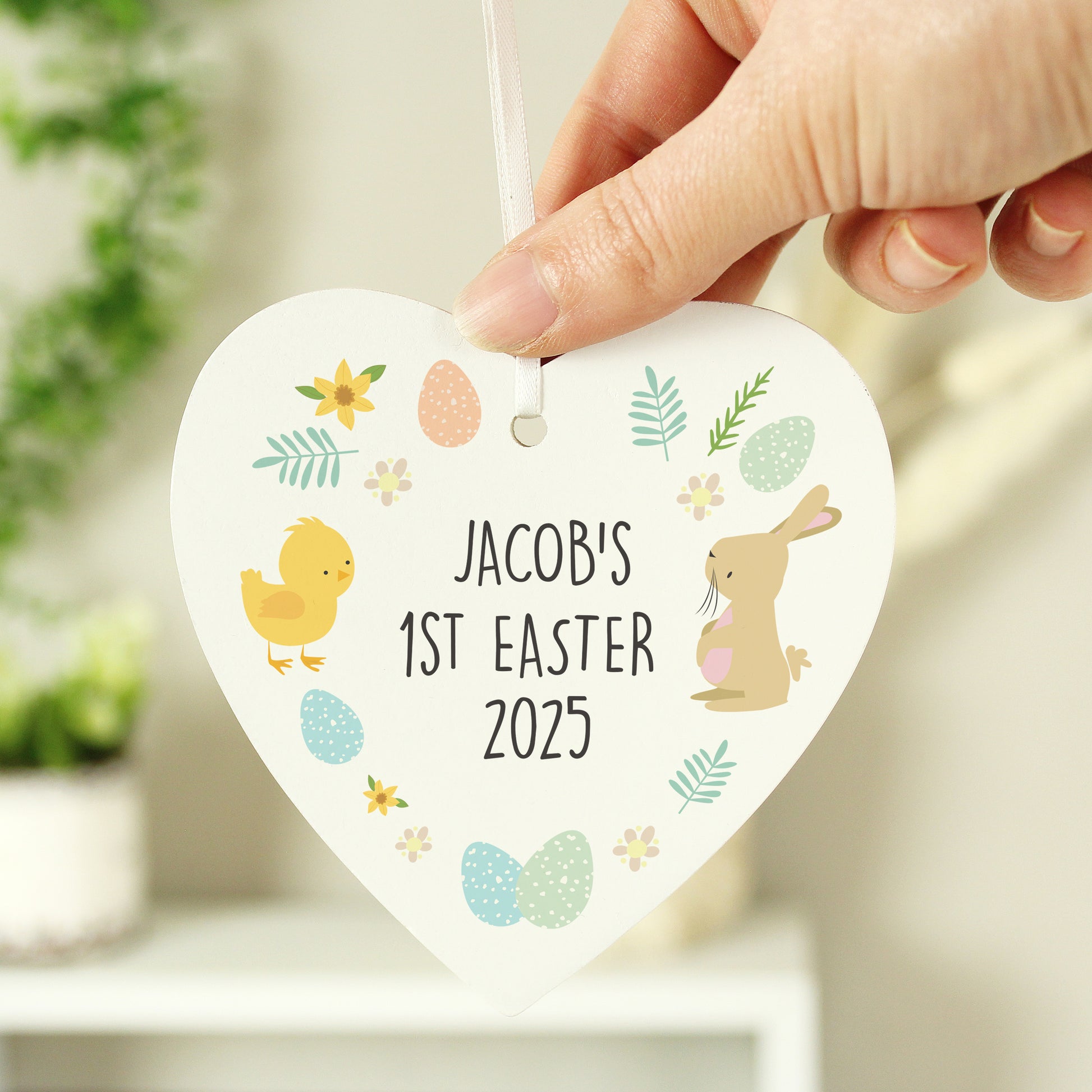 Personalised First Easter Heart Tree Decoration - MK&JD Gifts