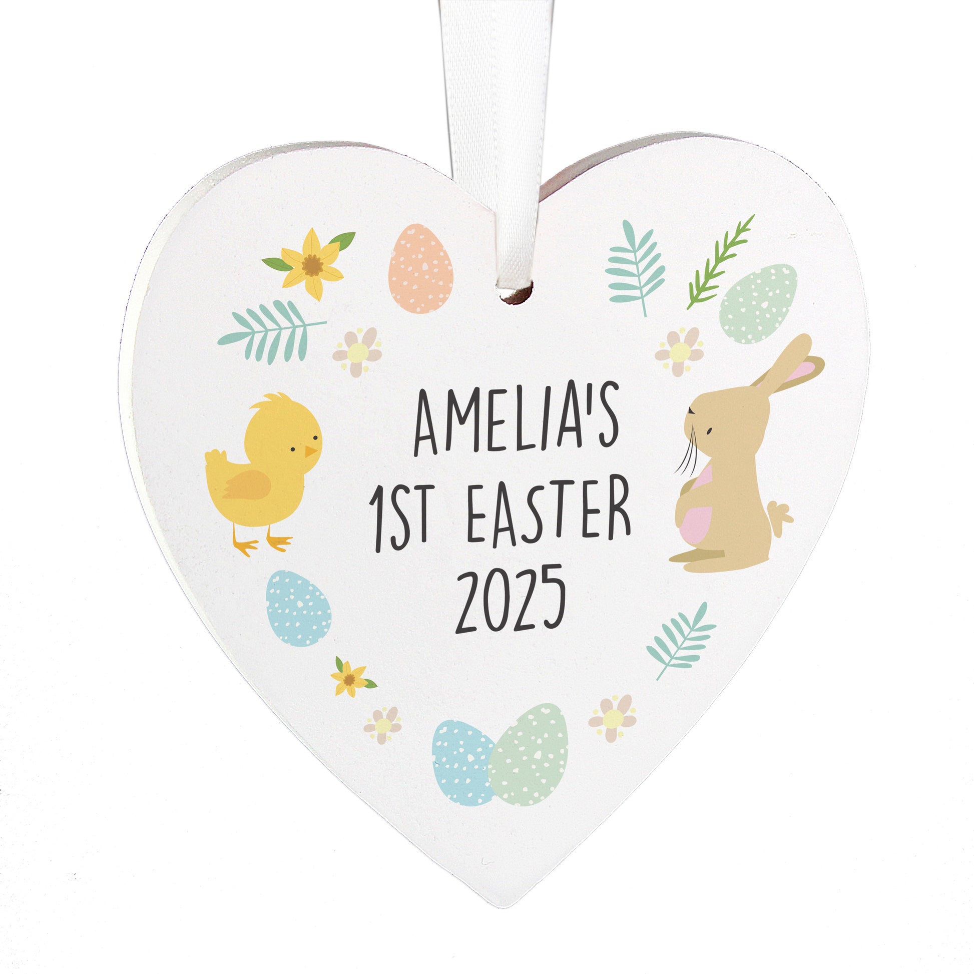 Personalised First Easter Heart Tree Decoration - MK&JD Gifts