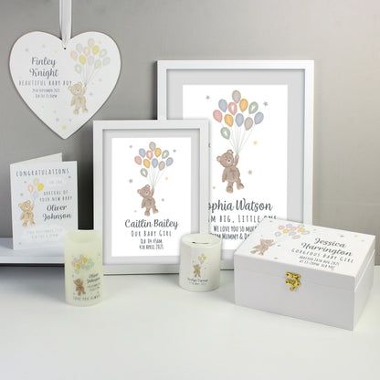 Personalised Teddy & Balloons White Wooden Sign - MK&JD Gifts