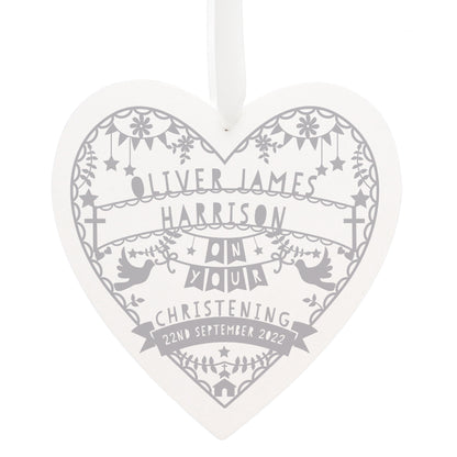 Personalised Grey Papercut Style Large Wooden Heart - MK&JD Gifts