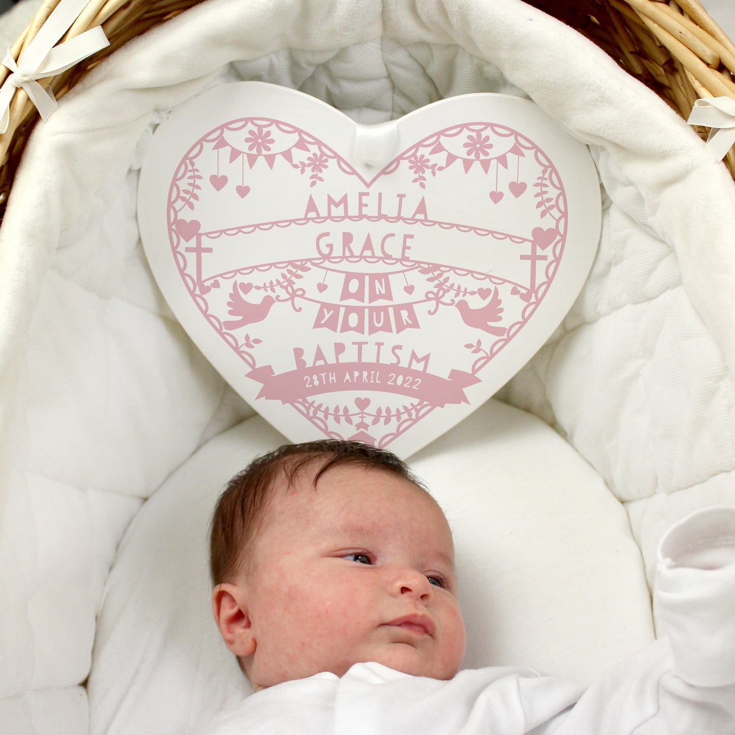 Personalised Pink Papercut Style Large Wooden Heart - MK&JD Gifts
