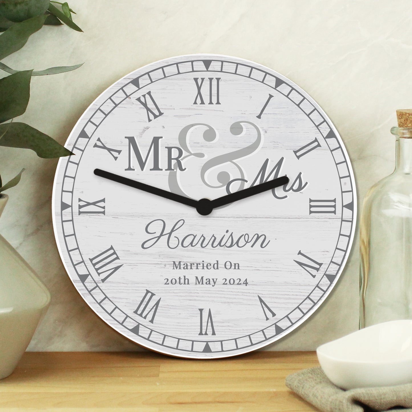 Personalised Mr & Mrs Wooden Clock - MK&JD Gifts