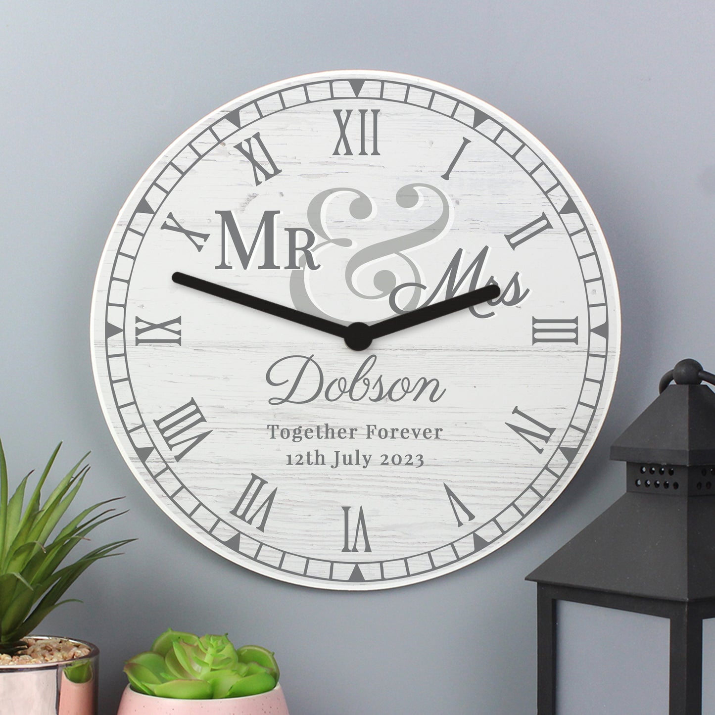 Personalised Mr & Mrs Wooden Clock - MK&JD Gifts