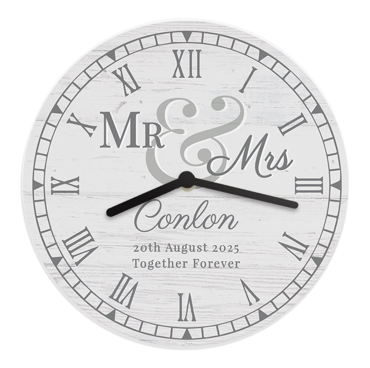 Personalised Mr & Mrs Wooden Clock - MK&JD Gifts