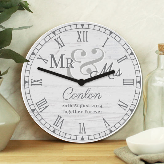 Personalised Mr & Mrs Wooden Clock - MK&JD Gifts