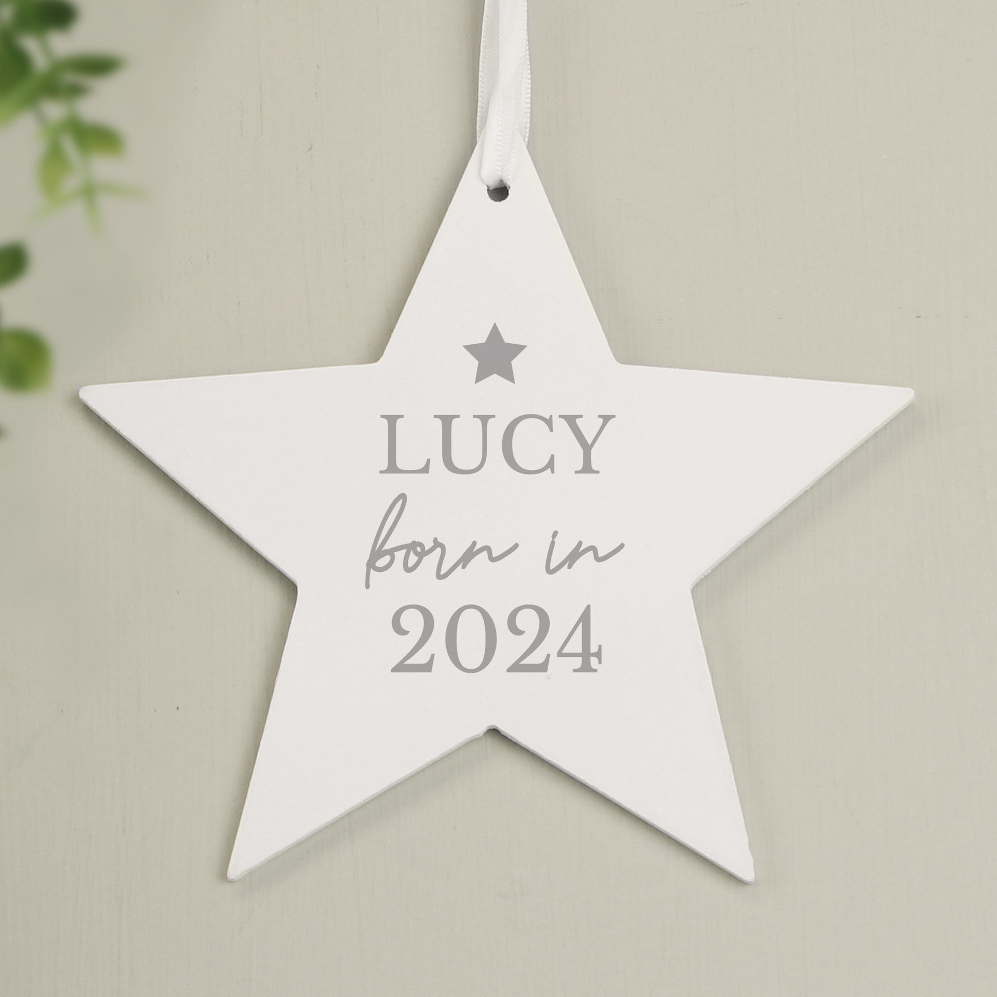 Personalised Born In Wooden Star Decoration - MK&JD Gifts