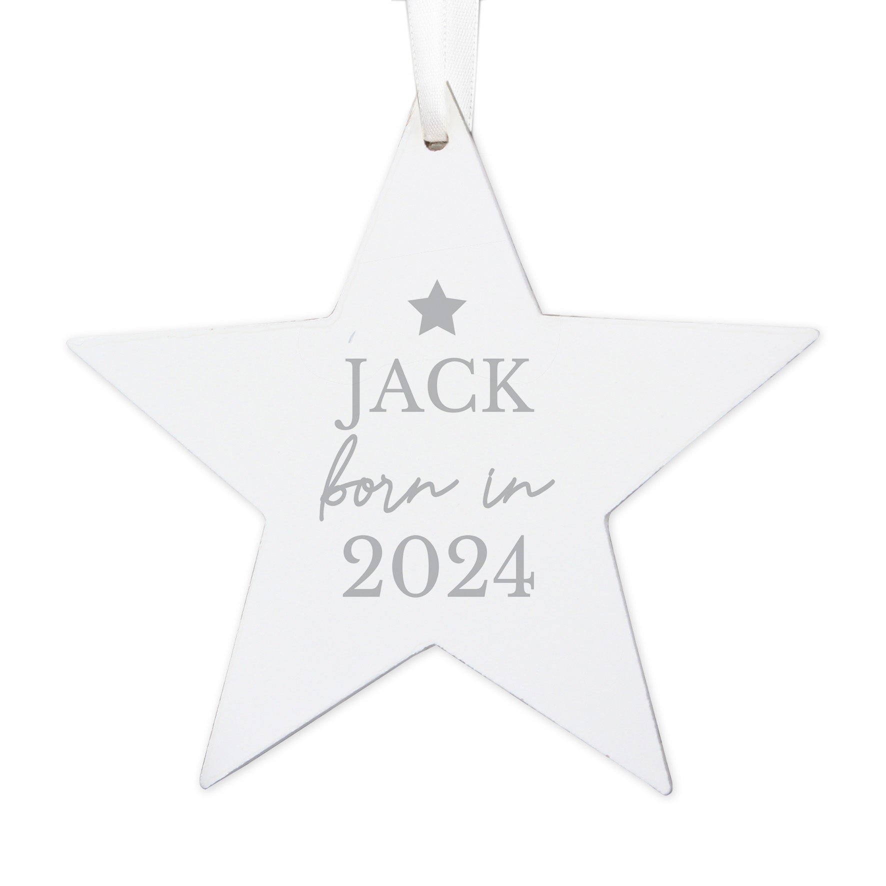 Personalised Born In Wooden Star Decoration - MK&JD Gifts