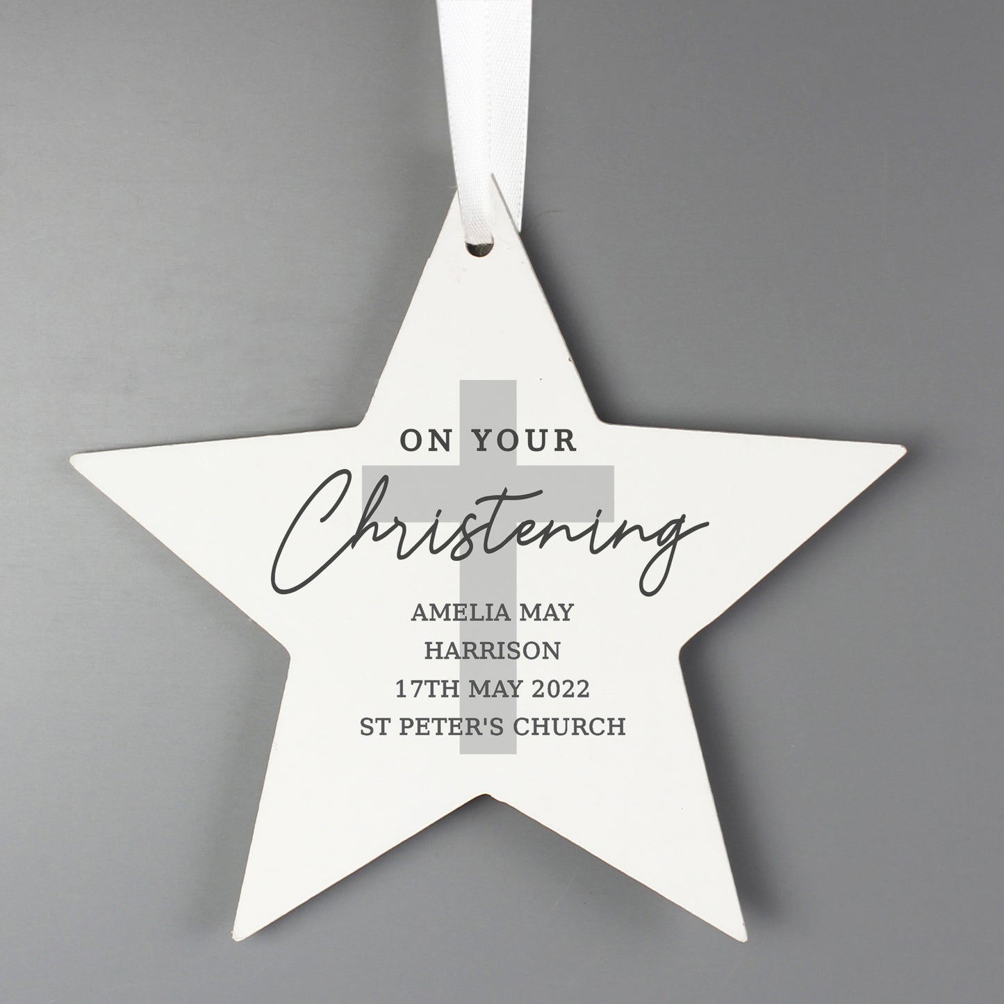 Personalised On Your Christening Wooden Star Decoration - MK&JD Gifts