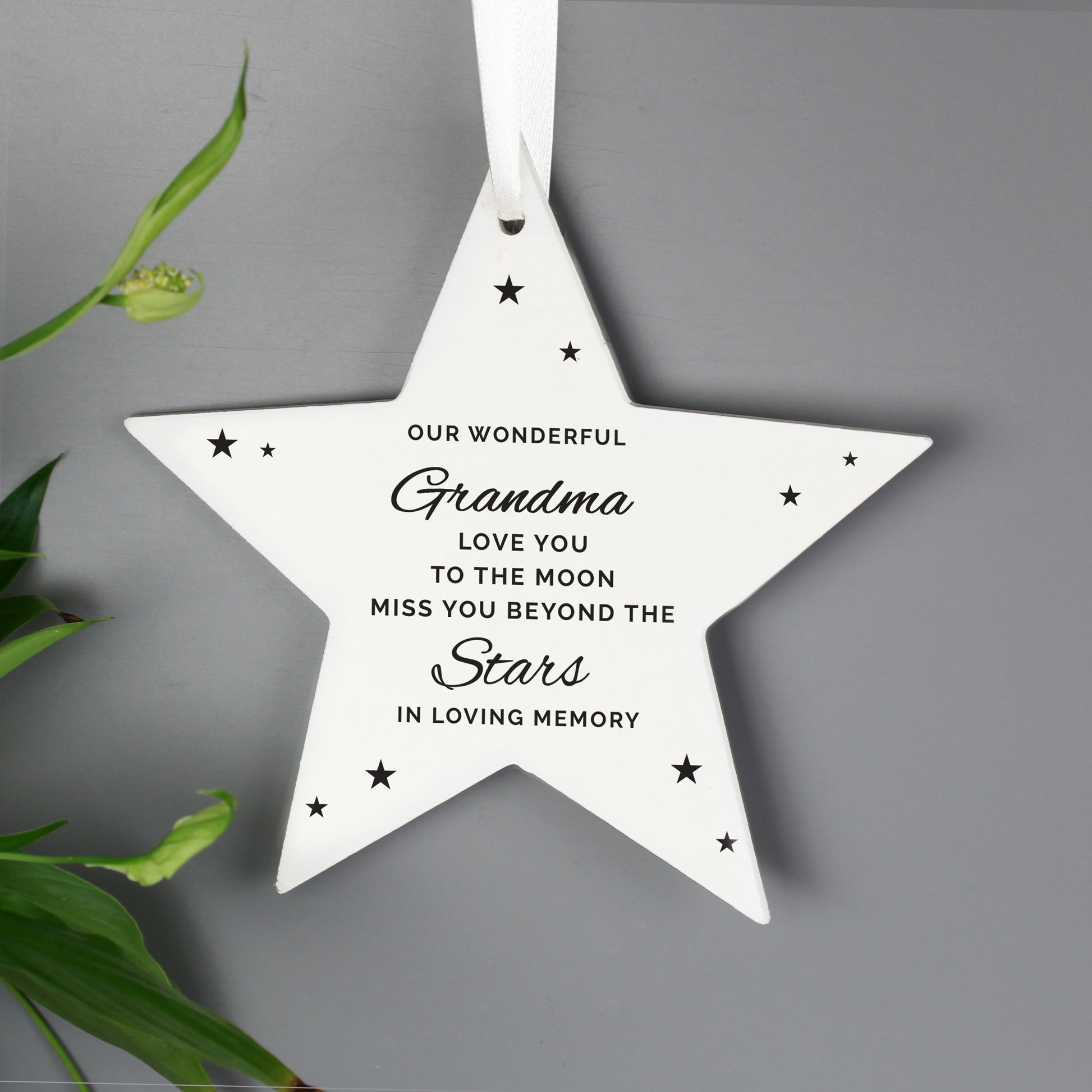 Personalised Miss You Beyond The Stars Wooden Star Decoration - MK&JD Gifts