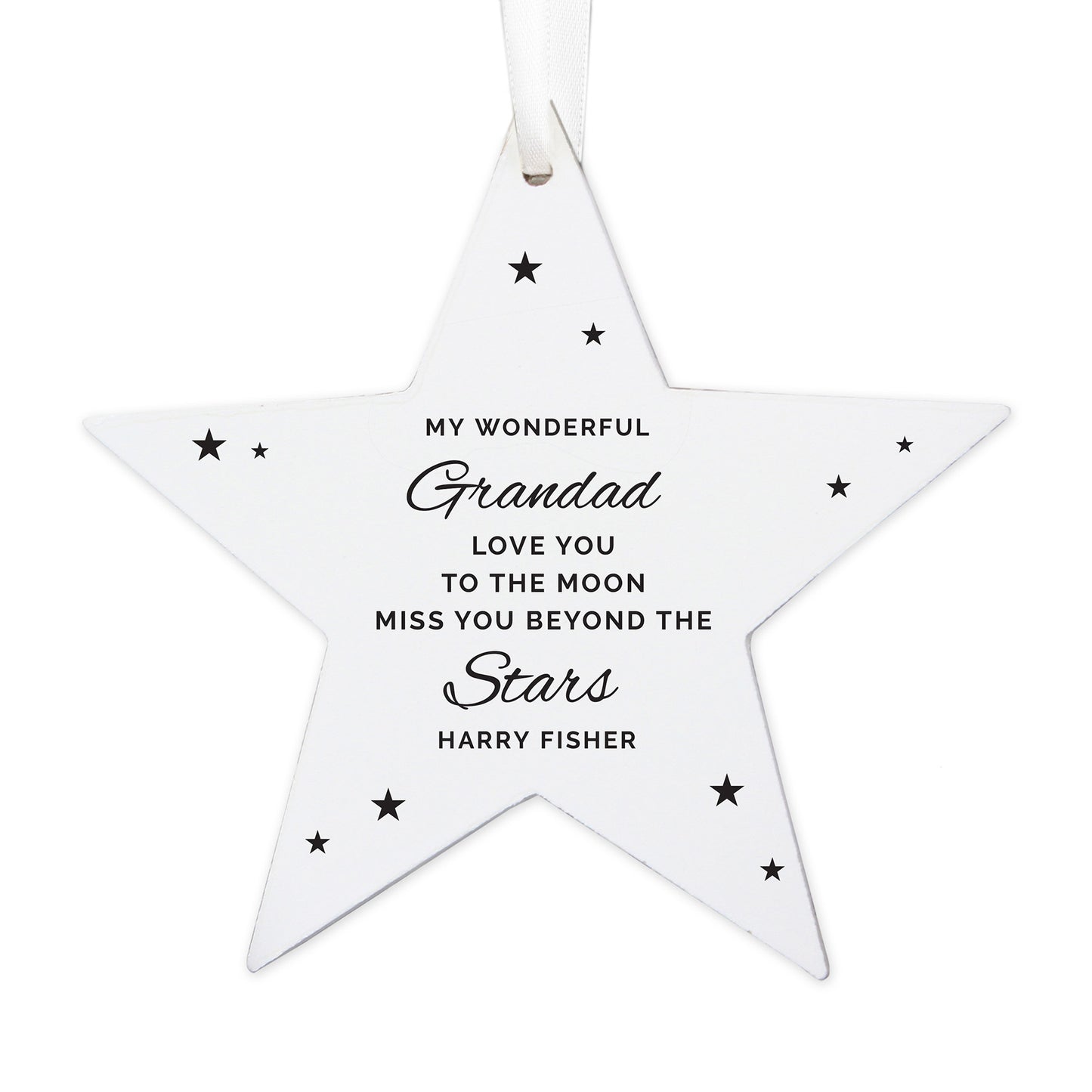 Personalised Miss You Beyond The Stars Wooden Star Decoration - MK&JD Gifts