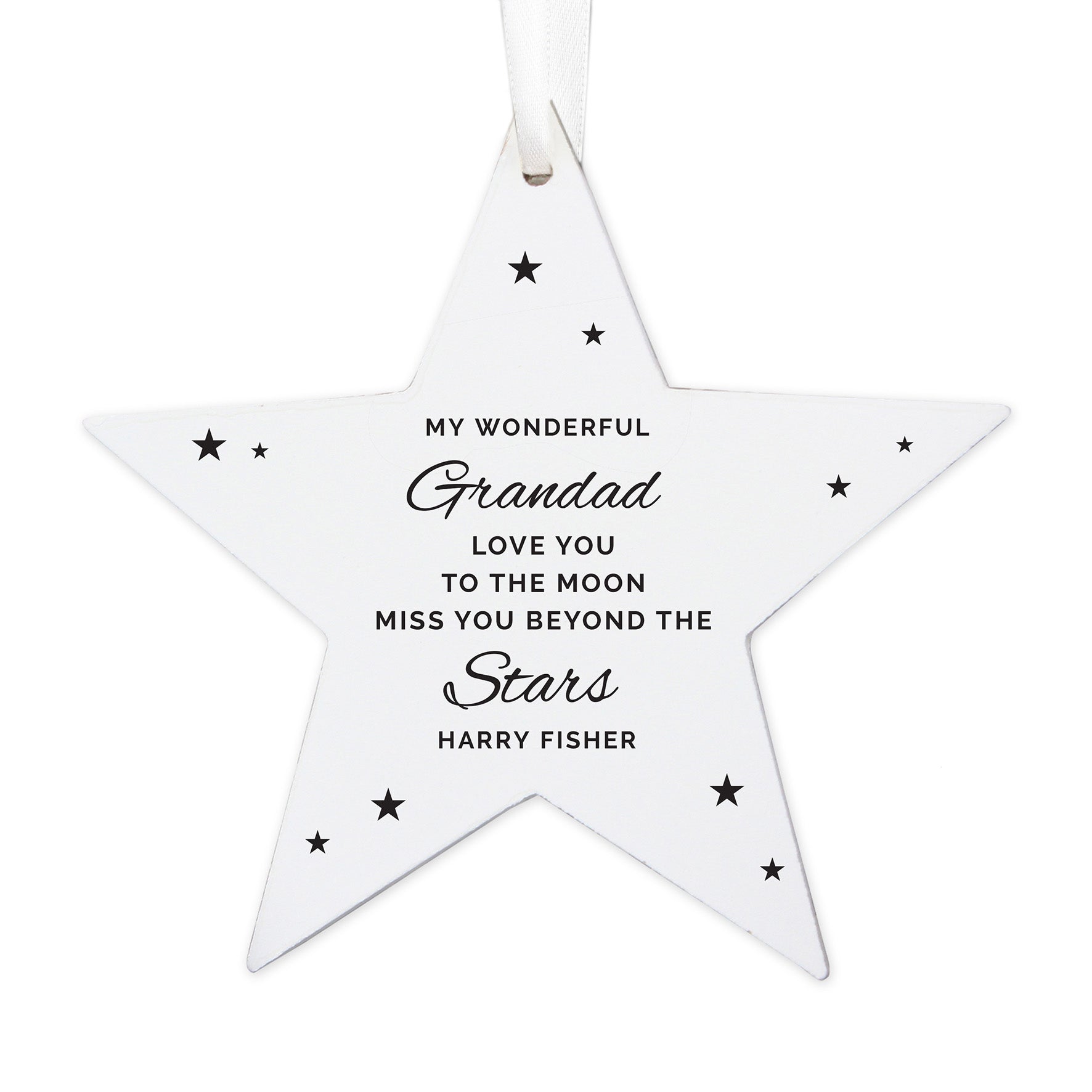 Personalised Miss You Beyond The Stars Wooden Star Decoration - MK&JD Gifts
