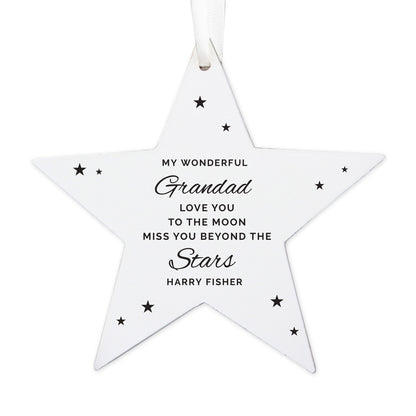 Personalised Miss You Beyond The Stars Wooden Star Decoration - MK&JD Gifts